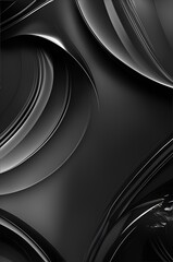 Photo of a black and white abstract background with flowing curves