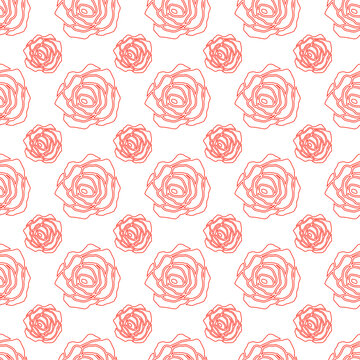 Seamless pattern with roses on white background