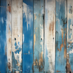 detail of an old fence, painted in blue and white - Generativ AI