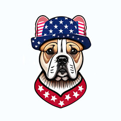 American bulldog wearing a cowboy hat 