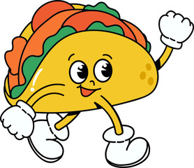 Groovy tacos character illustration