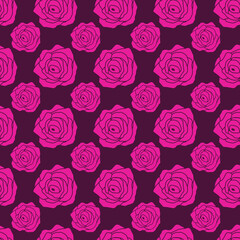 Seamless pattern with roses on dark background