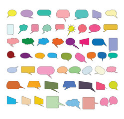 callout symbols color. Speech bubble set. Comic speech doodle. Vector call-outs set. Comic text speech bubble. pop art style. Dialog empty cloud, cartoon box.