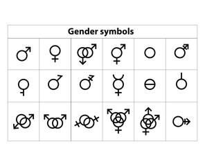 All gender symbol icon vector set illustration. Sexual orientation. Sex symbol icon.