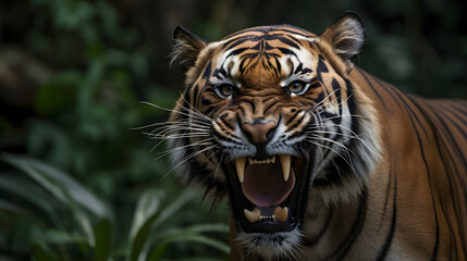 Fototapeta premium Close up of an angry bengal tiger