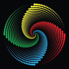 Spiral with color lines as dynamic abstract vector background