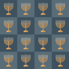 Seamless pattern with menorah for Hanukkah print, wallpapers, wrapping paper