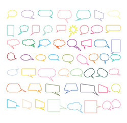 callout symbols color outline. Speech bubble set. Comic speech doodle. Vector call-outs set. Comic text speech bubble. pop art style. Dialog empty cloud, cartoon box.