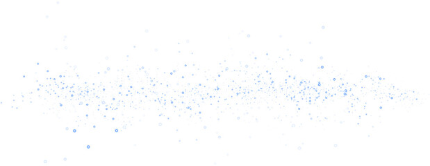 Glow light effect. Blue glitter and bokeh on transparent backdrop. Luxury particles with stardust. Magic Christmas composition. Special shine for poster or advertising. PNG.