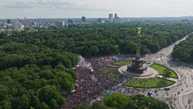 March In Support Of The Rights Of The Lgbt Community near Siegessäule ( Victory Column ) in Berlin . Hundreds of thousands of people marched through the streets of the German capital Berlin.