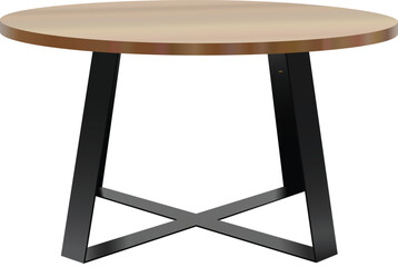 Vector wooden round table. vector illustration