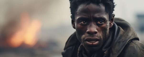 Resilience Amidst Ruin: The End of the World Survivor (apocalypse, wasteland, end of civilisation, aftermath, apocalyptic, catastrophe, armageddon, dystopia, dystopian world, future, close up)