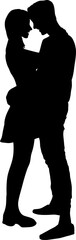 Man and Women Kissing Silhouette Vector
