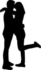 Man and Women Kissing Silhouette Vector