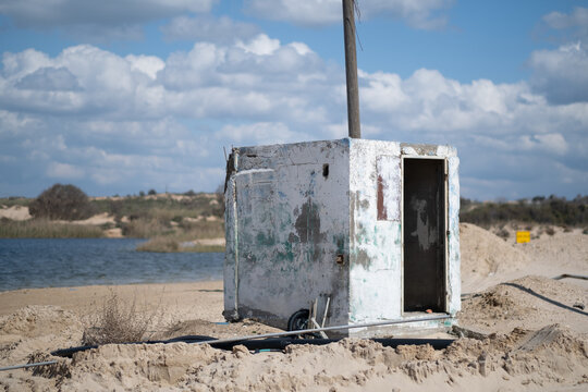 At Zikim Beach in southern Israel, a small concrete hut rests on the sand. It is a portable, prefabricated bomb shelter for beachgoers to evacuate to in case of a rocket attack.