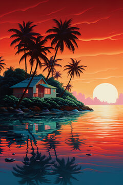 island a tropical scenery scene,  generative ai