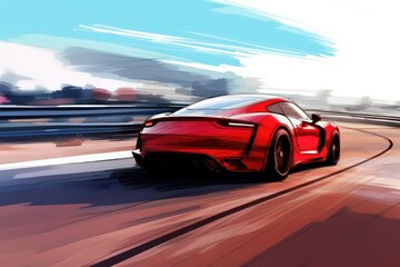 Fototapeta premium Sports car driving on the road. Generative AI
