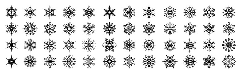 snowflakes thin line icon set such as pack of simple snowflake, snowflake, snowflake, icons for report, presentation, diagram, web design