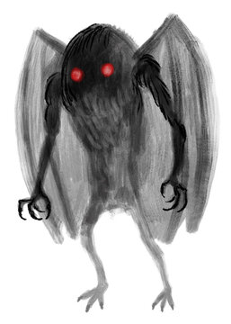 Mothman cryptid illustration