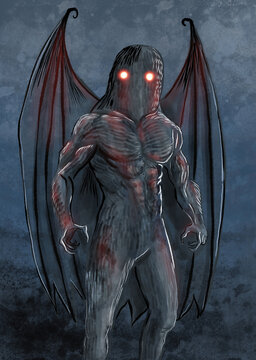 Mothman cryptid illustration