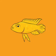 Yellow fish cartoon vector