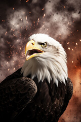 Obraz premium Bald eagle portrait on grunge background