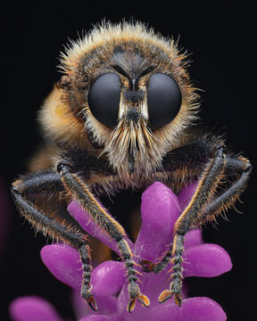 Portrait of a Bumblebee Robberfly (Laphria flava)