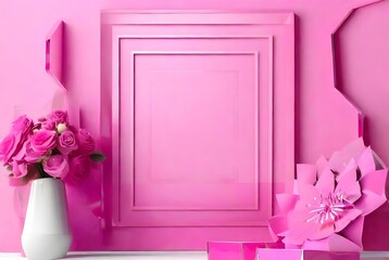 Feminine Resilience Celebrate strength pink corners signify the power of women to triumph and endu