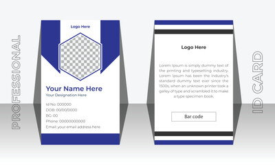 corporate Modern and simple business office id card design, Modern and minimalist corporate id card template, Professional Identity Card Template, Vector for Employee and Others.