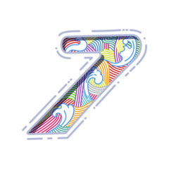 Vector number seven, number concept with colored line art effect inside