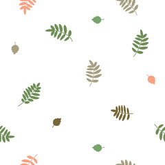 Vector seamless floral pattern with leaves. Leaves on a white background