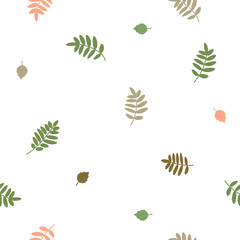 Vector seamless floral pattern with leaves. Leaves on a white background - 638811752