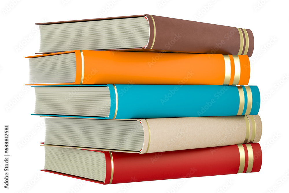 Poster stack of books, 3d rendering isolated on transparent background