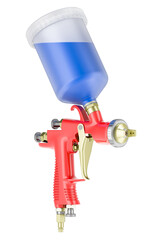 Paint spray gun, 3D rendering isolated on transparent background