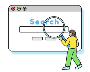 Internet searching, Search engine, Internet of thing. Simple vector illustration.