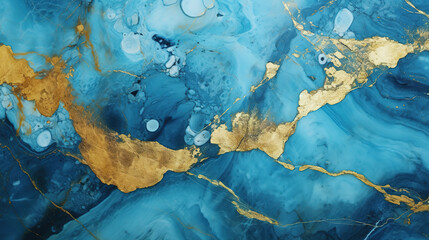 Gold and blue marble stone textured background