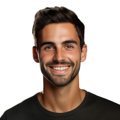 Obraz premium Smiling men, transparent background, transparent, positive, friendly, generative ai 