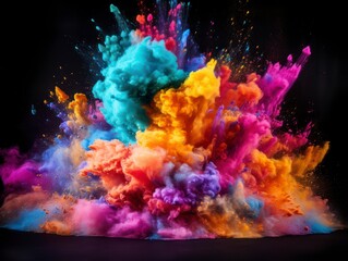 Obraz na płótnie Canvas Holi color festival rainbow explosion colorful clouds