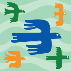 Birds colorful pattern vector illustration