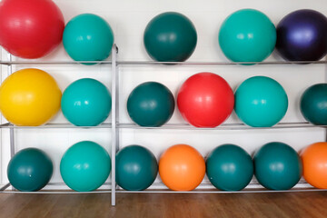 Colorful exercise balls at a orthopedics center