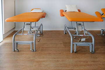 Two examining benches in a doctor's office