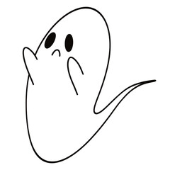 Cute black ghost doodle outline.