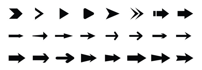 Set of arrows icon.. Arrow different set. Black arrow vector icons. Arrow icon. Arrows. Simple arrows. Vector illustration of arrow icons