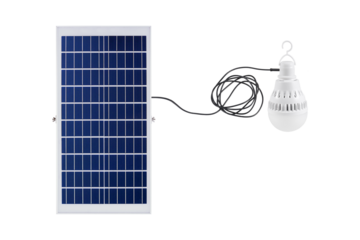 Solar panel with LED lights blub  isolated on white background