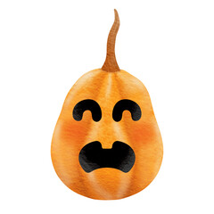 Watercolor cute halloween pumpkin.