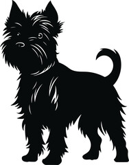 Handgezeichnete schwarz-weiße Vektor-Illustration eines Affenpinscher-Hundes in Umriss als Haustier
