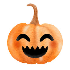 Watercolor cute halloween pumpkin.