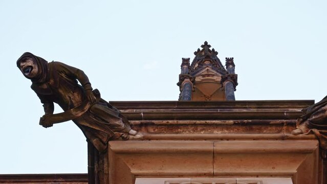 gargoyles at the facede of St. Vitus, Wenceslaus and Adalbert, Roman Catholic metropolitan cathedral in Prague, Czech Republic