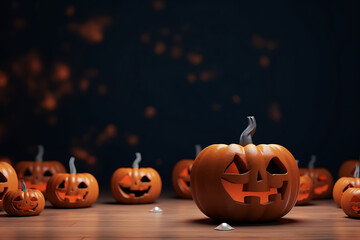 Halloween background group of spooky pumpkin halloween design 3d illustration