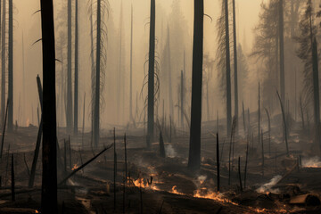 Forest after a devastating fire 